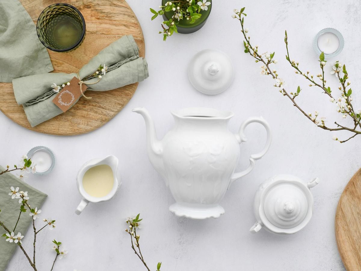 Kaffeeservice Porzellan, Weiß, 3-teilig - Weiß, Basics, Keramik - Creatable