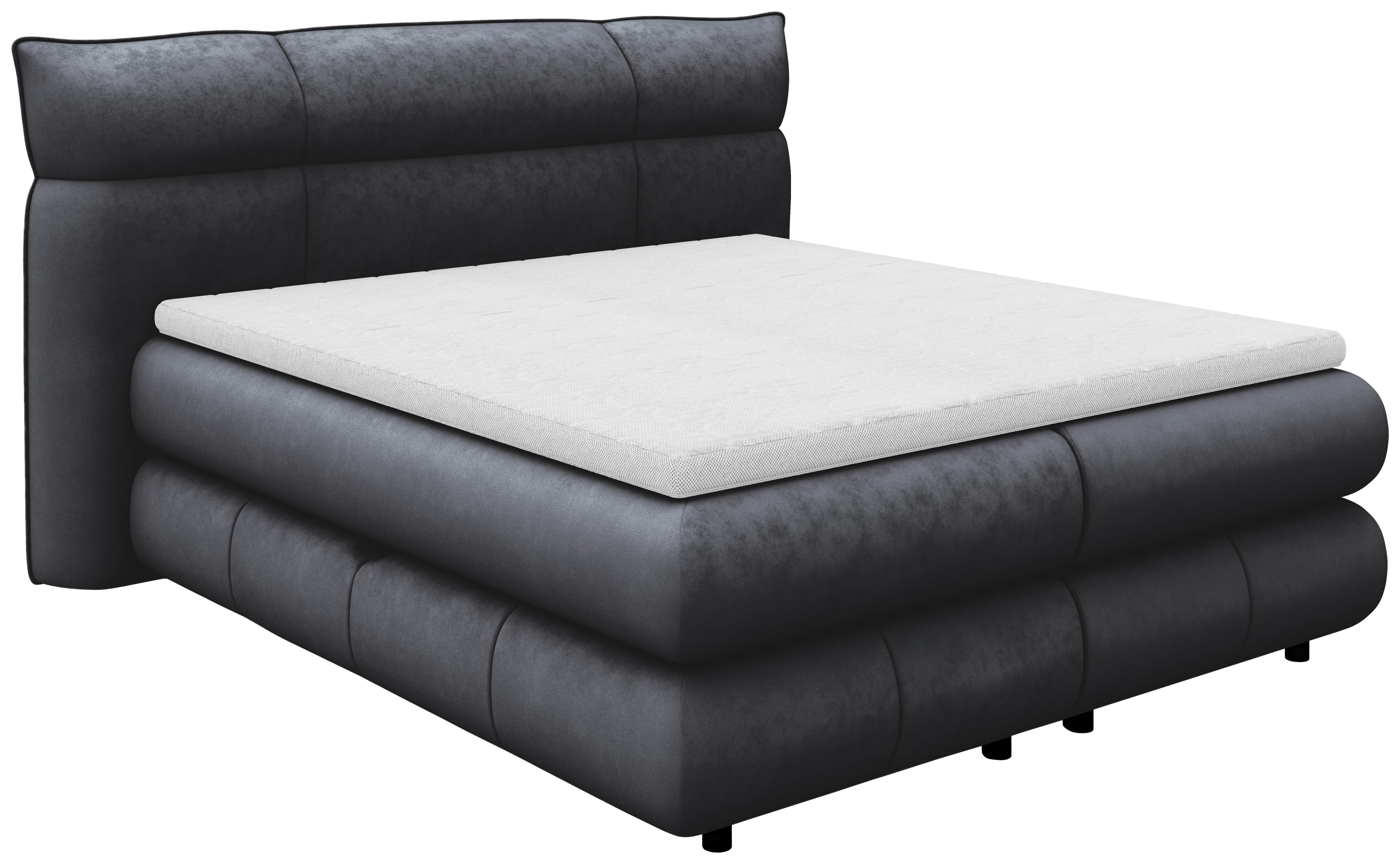 Boxspringbett Carmelo Schwarz 180x200 cm - Schwarz, Trend, Textil (180/200cm)