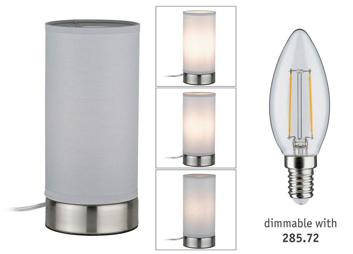 Tischlampe Silberfarben/ Weiß - Silberfarben/Weiß, Basics, Textil/Metall (10/21cm) - Paulmann