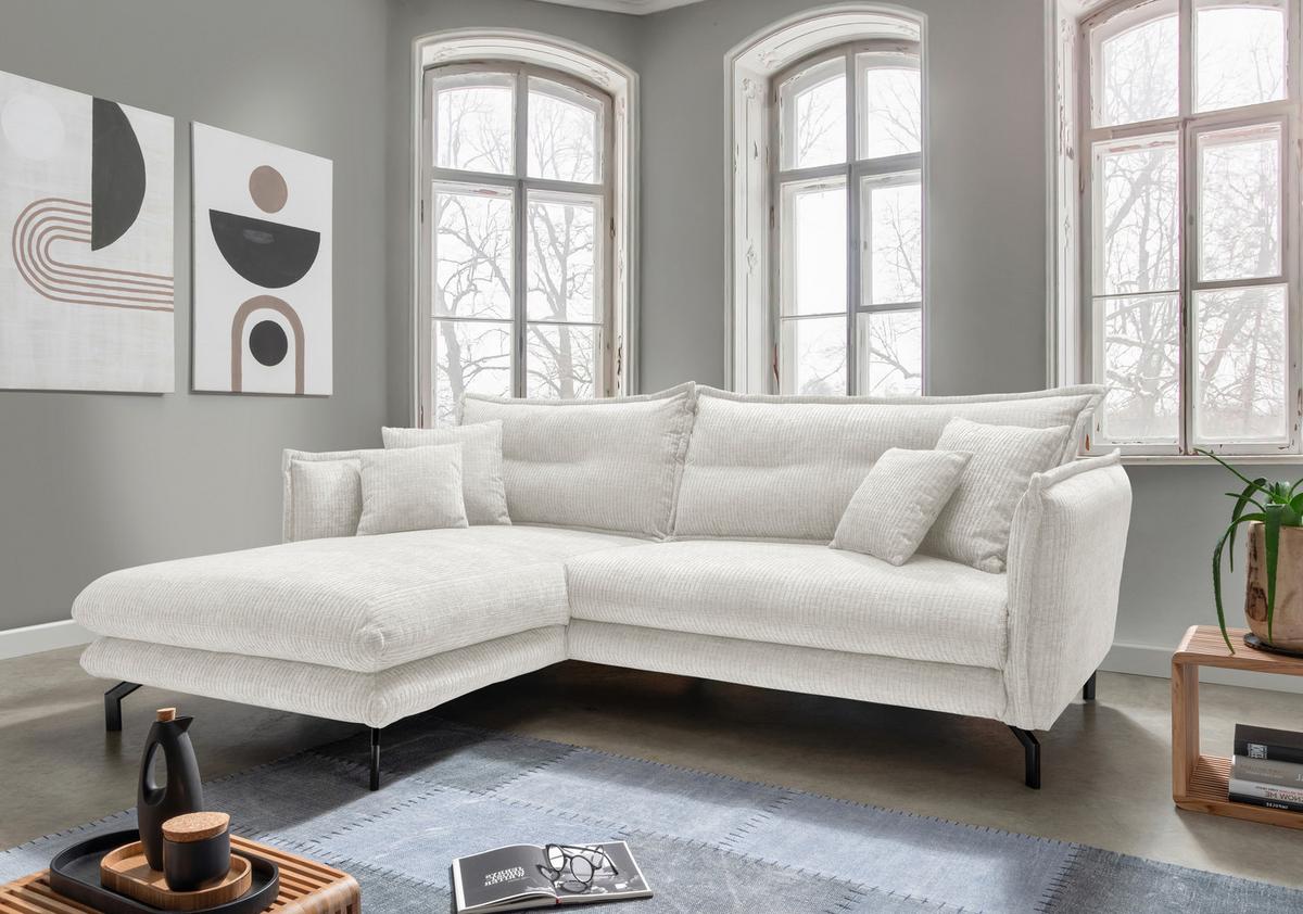 Ecksofa Lava - Creme/Schwarz, Design, Textil (180/255cm) - Livetastic