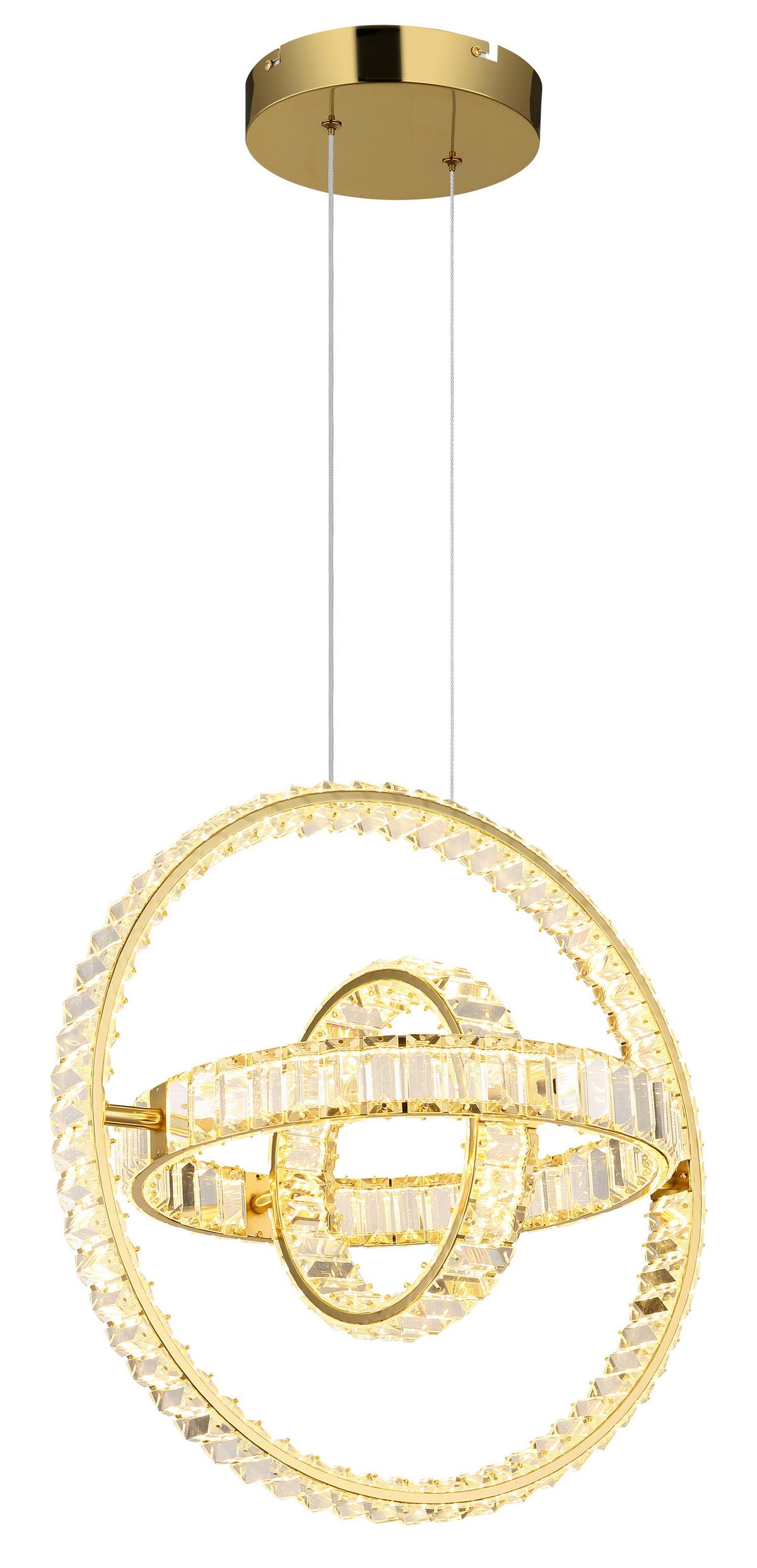 Hängeleuchte Neil Kristallglas ca. 50x40x120 cm - Klar/Goldfarben, Design, Glas/Metall (50/40/120cm) - Globo
