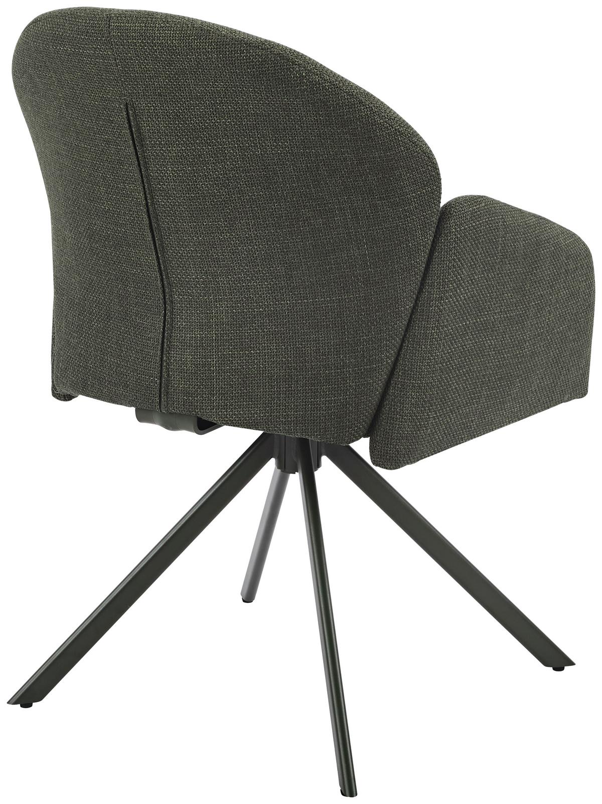 Armlehnstuhl Holly drehbar Webstoff Moosgrün, B: 56,5 cm - Grün, MODERN, Textil/Metall (56,5/61/84cm)