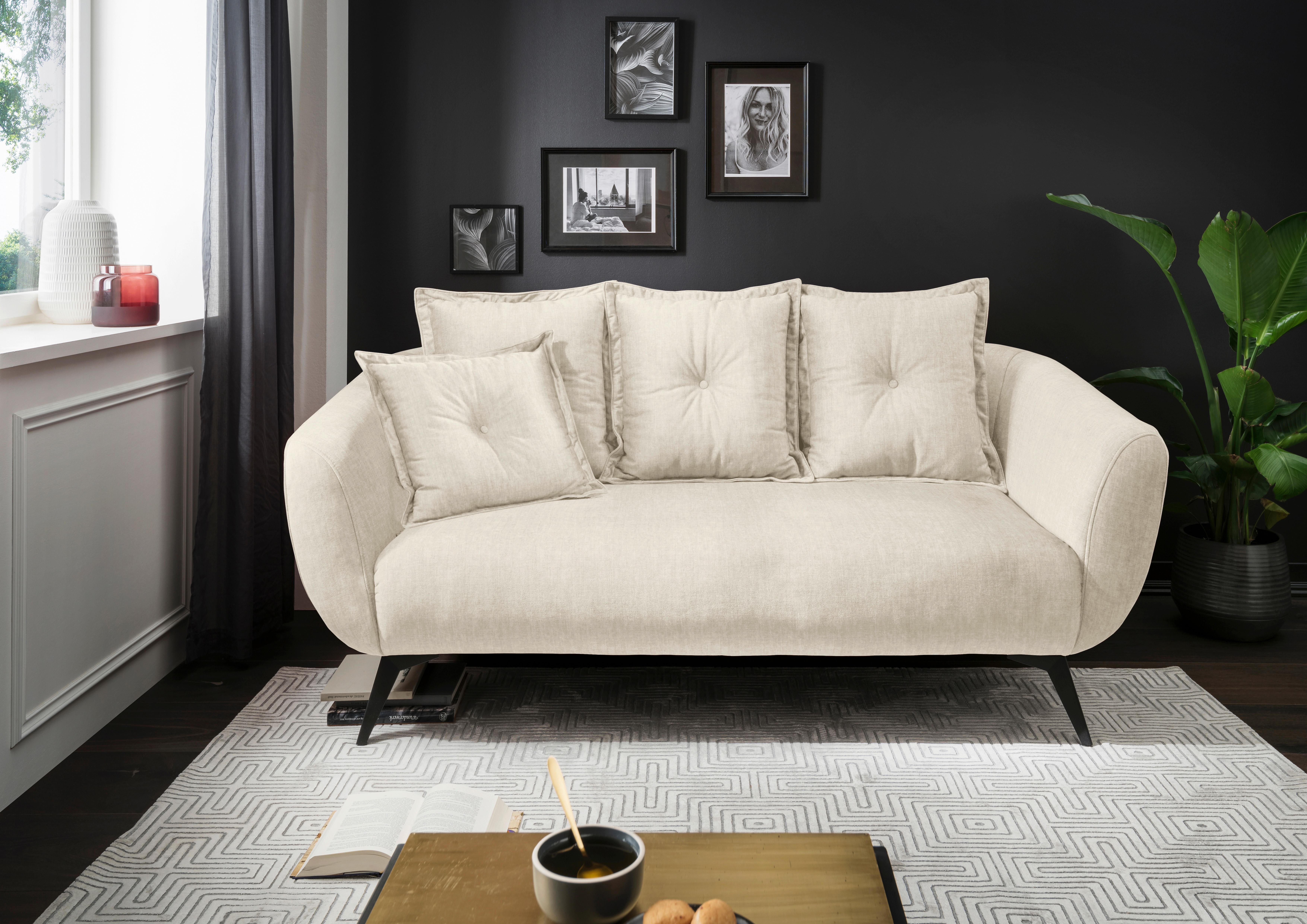 2,5-Sitzer-Sofa Baggio Beige, Schwarz, B: 196 cm - Beige/Schwarz, MODERN, Textil (196/94/103cm) - Livetastic