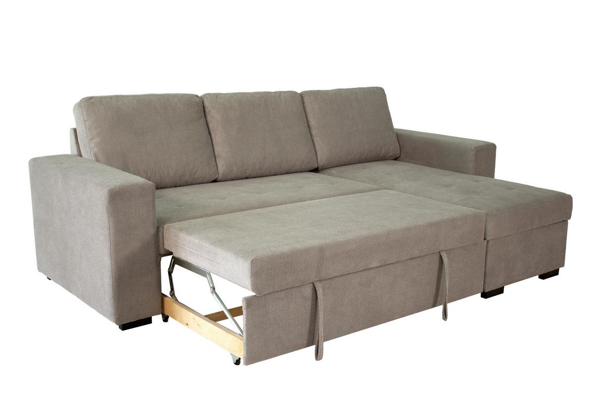 Ecksofa Jan Greige S: 247x155 Cm - Greige, Trend, Textil (247/155cm)