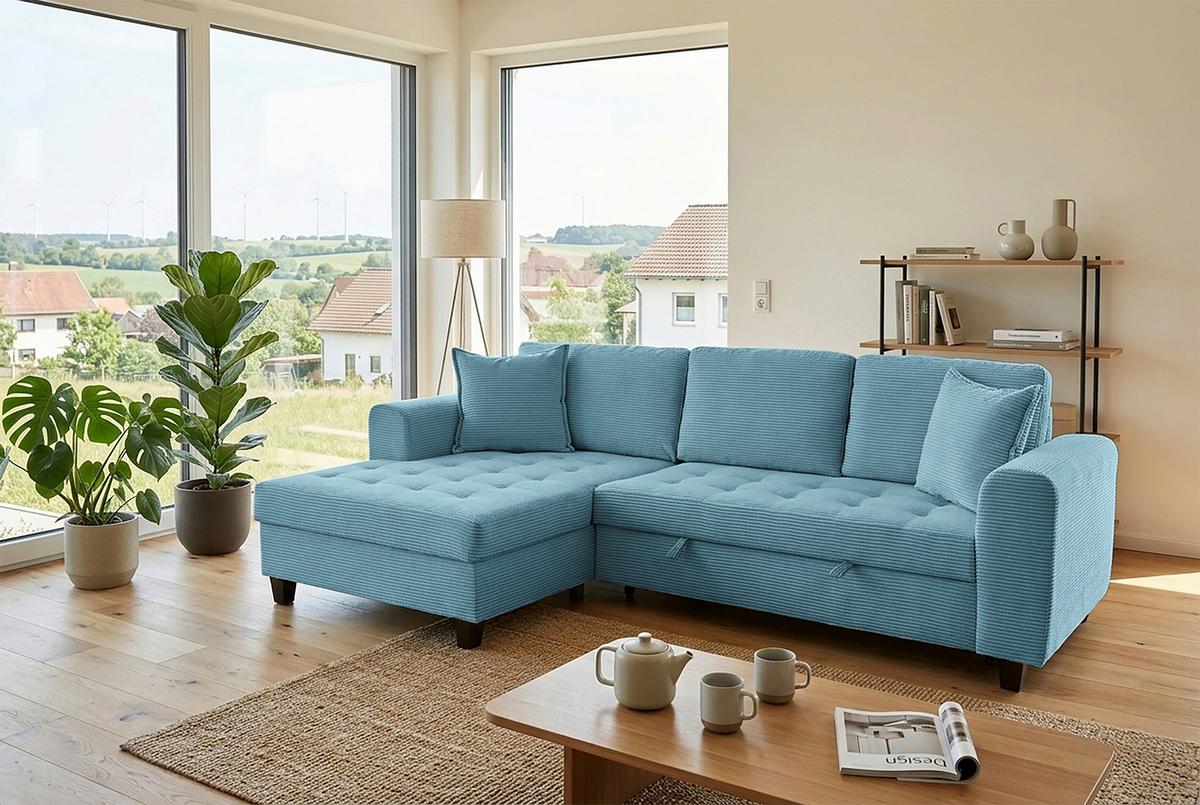 Ecksofa Moritz Hellblau S: ca. 155x265 cm - Hellblau, Trend, Textil (155/265cm)