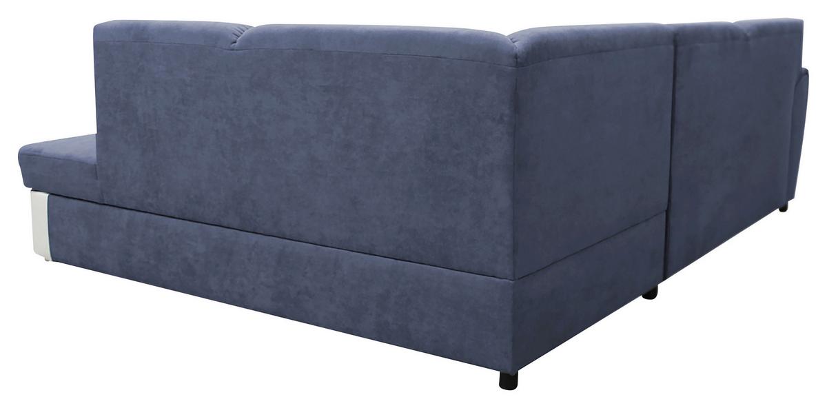 Ecksofa Mit Bettkasten Doris Rücken Echt Blau/weiß - Blau/Silberfarben, Design, Textil (255/196cm) - MID.YOU