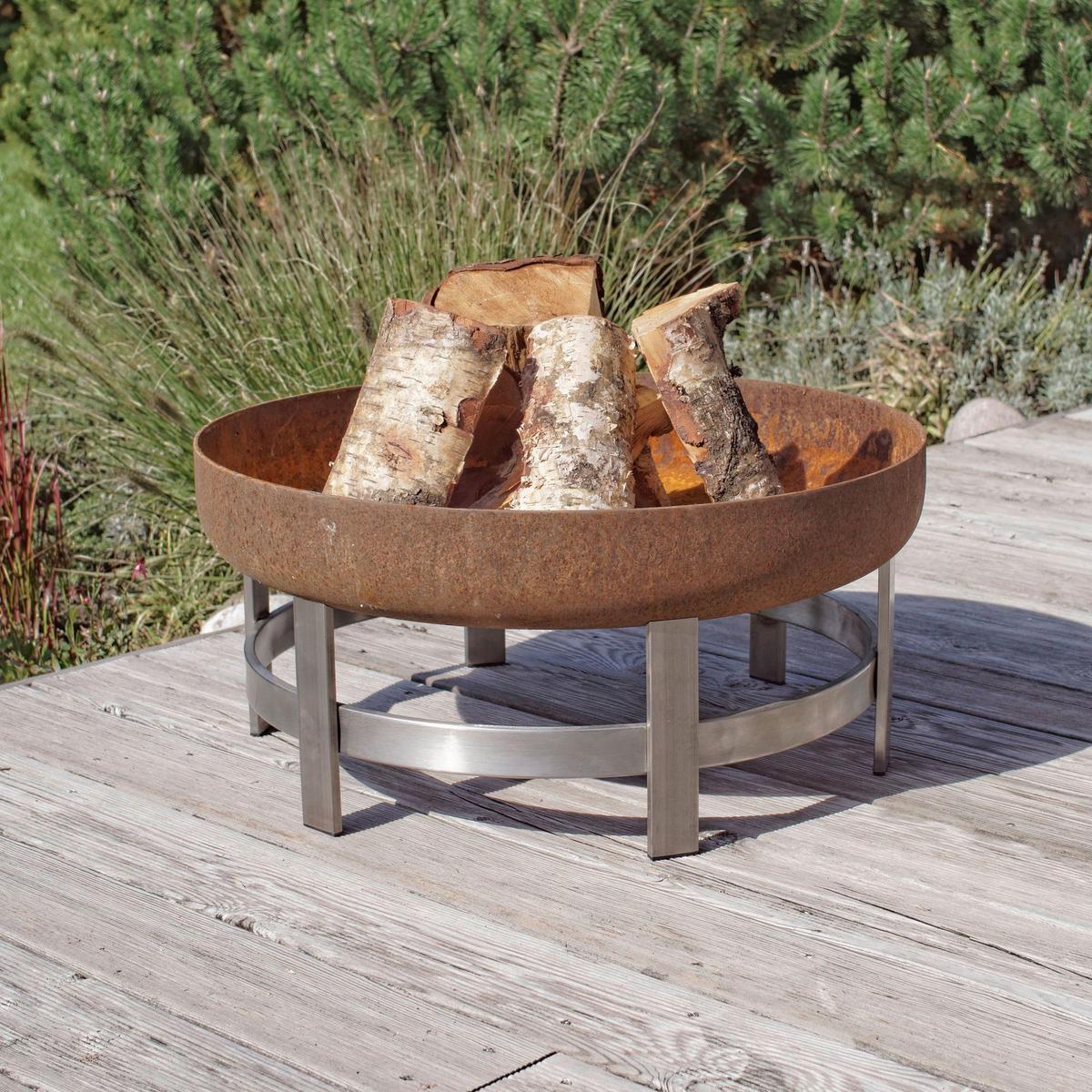 Feuerschale Flame XXL - Edelstahlfarben/Rostfarben, Basics, Metall (63/63/28cm)