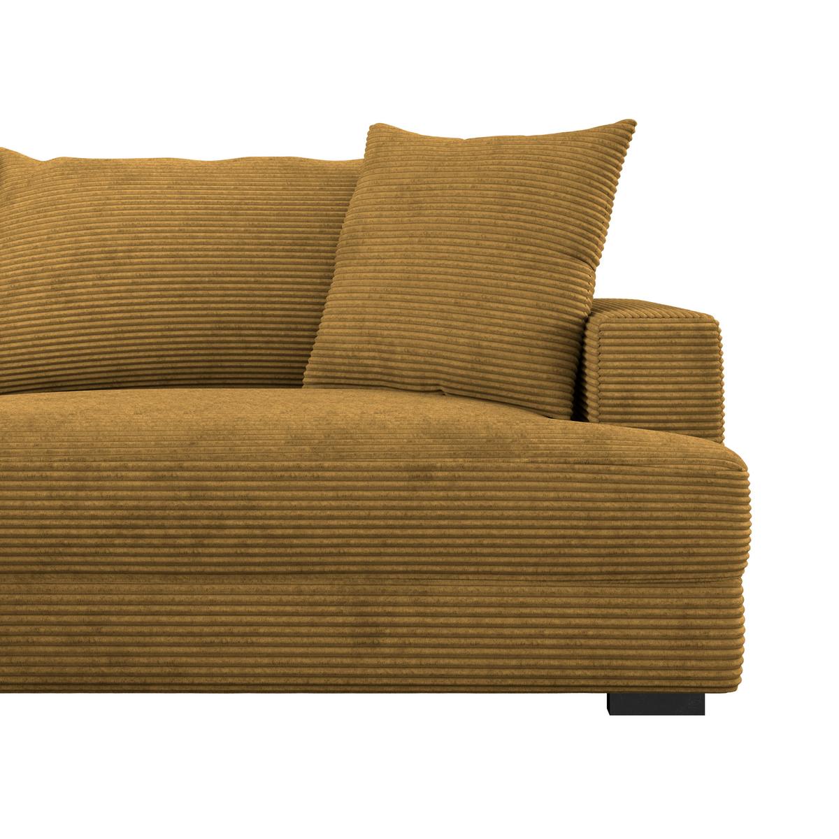 Rohová sedačka PELLE, levá, hořčicově žlutý manšestr - černá/hořčicově žlutá, Moderní, textil (180/265cm)