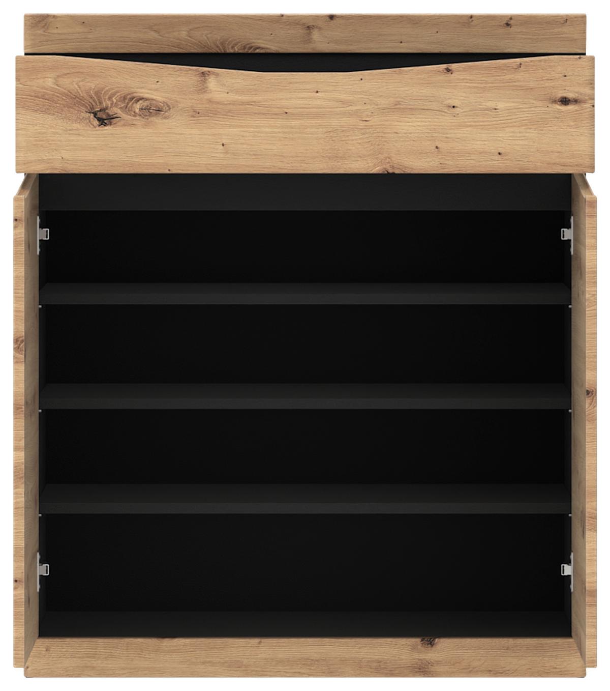 Schuhschrank Turino Eiche Artisan Dekor B: 86 cm - Eichefarben, MODERN, Holzwerkstoff (86/101,6/40cm)