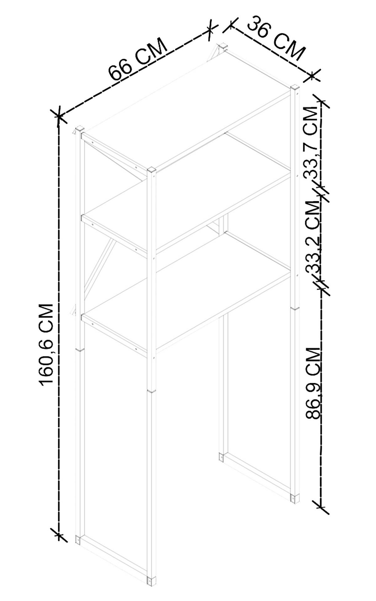 Waschmaschinenschrank Insasi - Anthrazit, MODERN, Holzwerkstoff/Metall (66/160/34cm) - MID.YOU