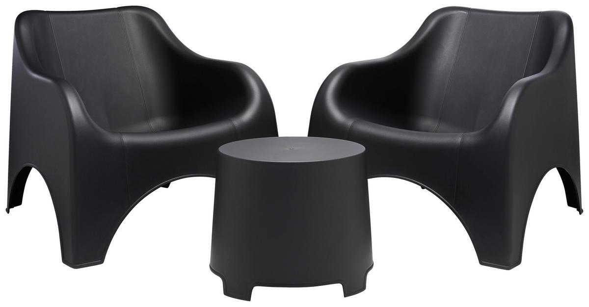 Gartenmöbel Set 3-tlg Cloud Kunststoff - Anthrazit, MODERN, Kunststoff (79,5/81/78cm)