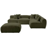 Ecksofa Bloom Olivgrün Teddystoff - Olivgrün, Trend, Textil (300/215cm) - Livetastic