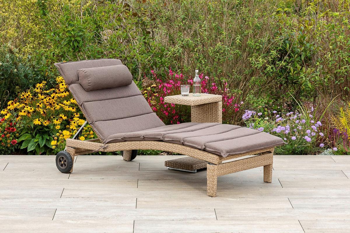 Gartenliege Andalusia - Beige/Braun, MODERN, Textil/Metall (90/100/208cm) - Gardenson