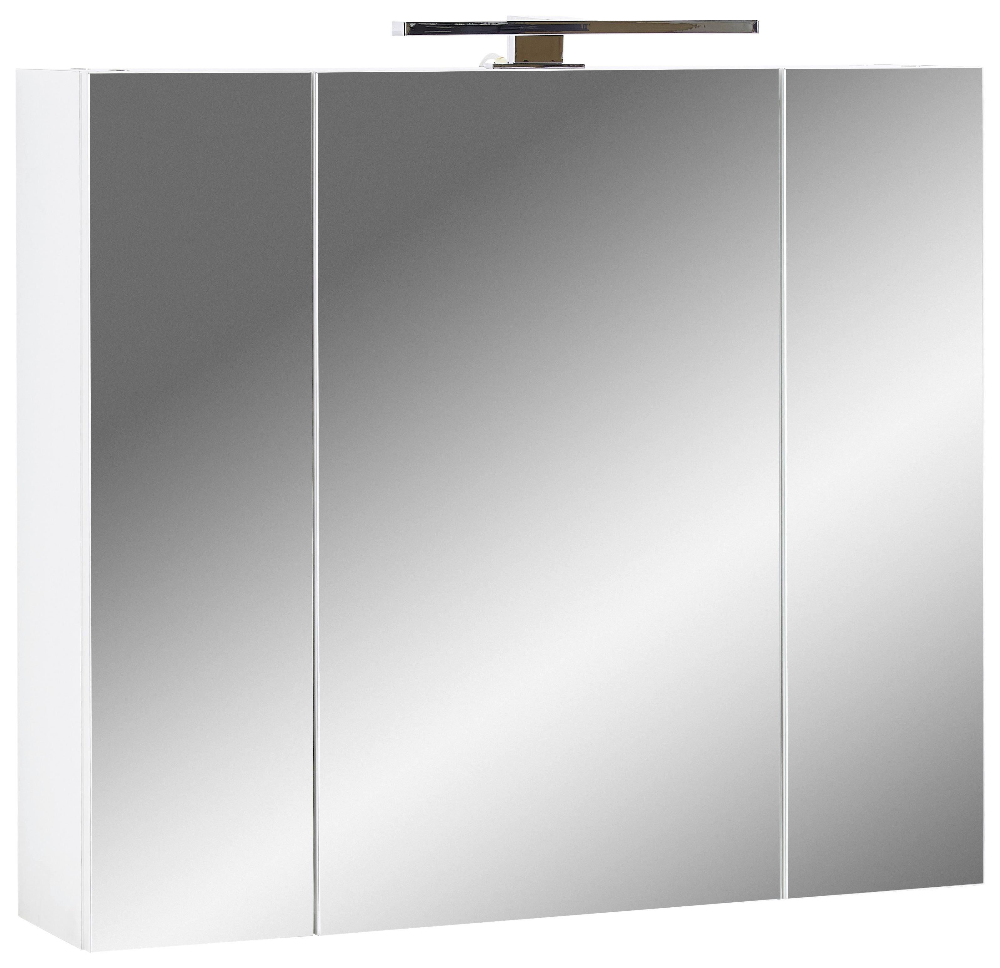 Spiegelschrank Gw-Tulsa/Arvada + Led 3-Türig BxHxT: 76x71x23 cm - Weiß, KONVENTIONELL, Glas/Holzwerkstoff (76/71/23cm) - Germania