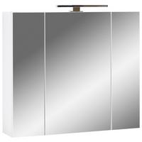Spiegelschrank Gw-Tulsa/Arvada + Led 3-Türig BxHxT: 76x71x23 cm - Weiß, KONVENTIONELL, Glas/Holzwerkstoff (76/71/23cm) - Germania