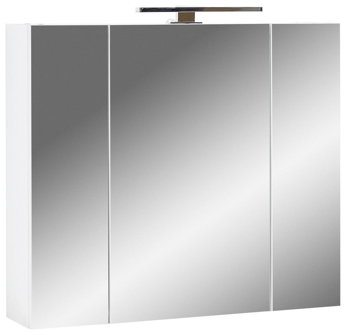 Spiegelschrank Gw-Tulsa/Arvada + Led 3-Türig BxHxT: 76x71x23 cm - Weiß, KONVENTIONELL, Glas/Holzwerkstoff (76/71/23cm) - Germania