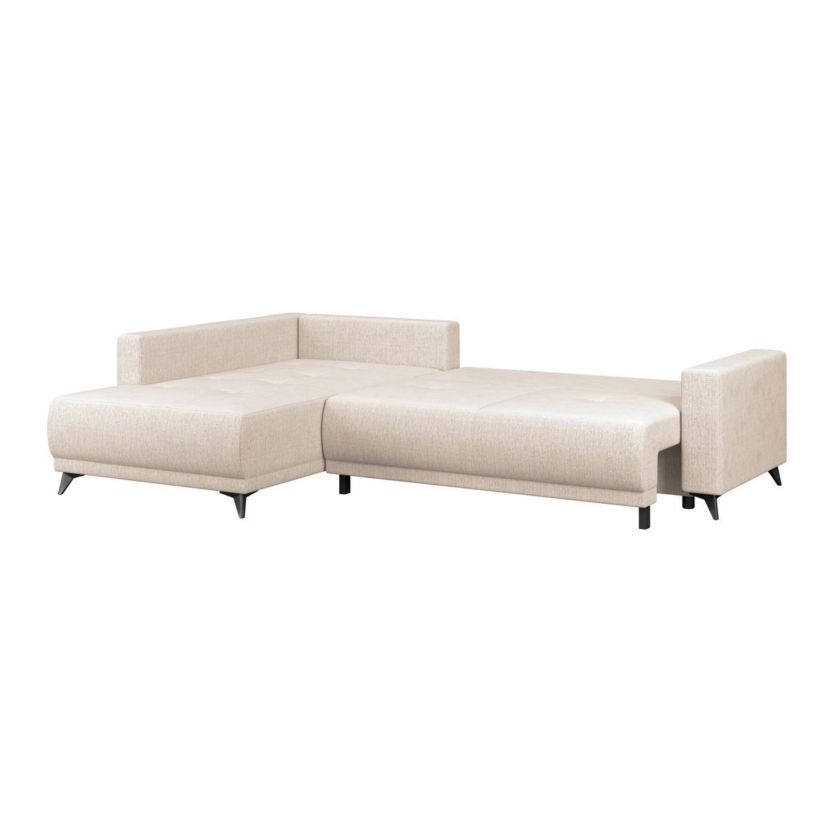 Ecksofa mit Schlaffunktion & Bettkasten Texas Beige - Beige/Schwarz, KONVENTIONELL, Holz (203/259cm)