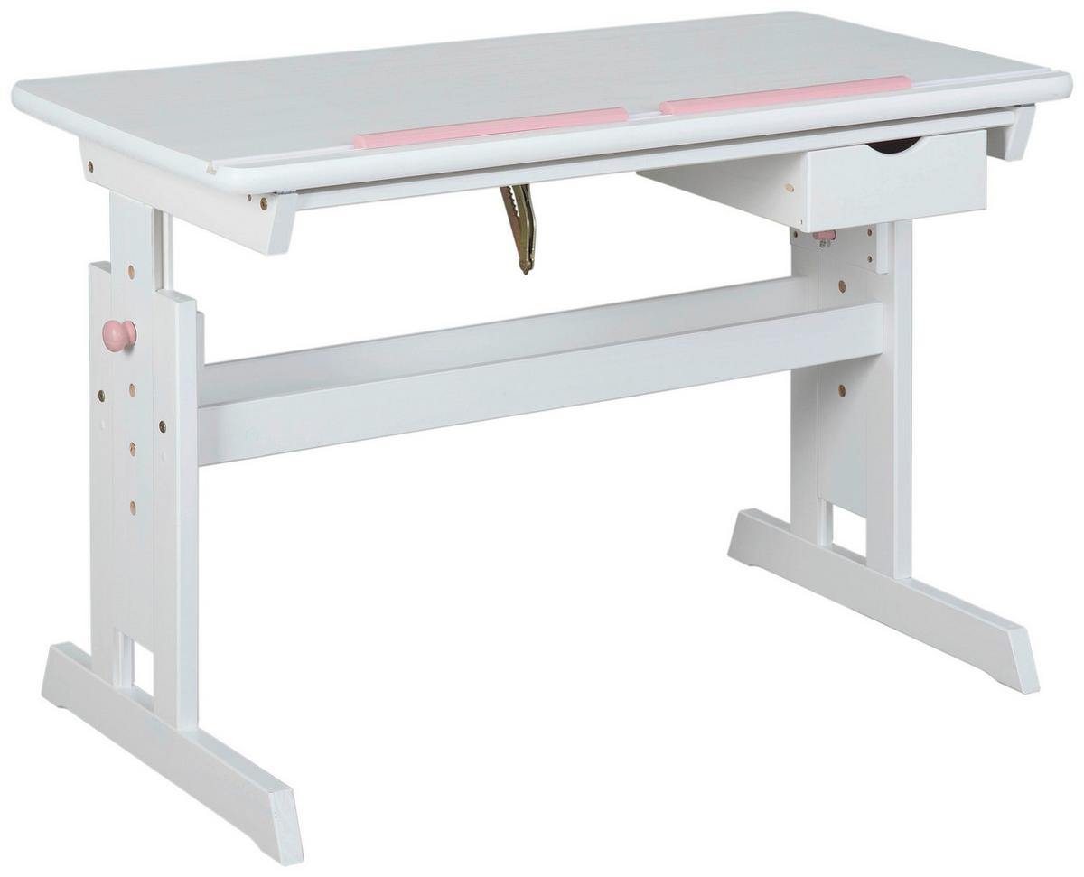 Jugendschreibtisch Mit Lade B 109 Cm H 63-96cm Baru, Weiß - Blau/Rosa, Basics, Holz/Holzwerkstoff (109/55/63-96cm) - MID.YOU