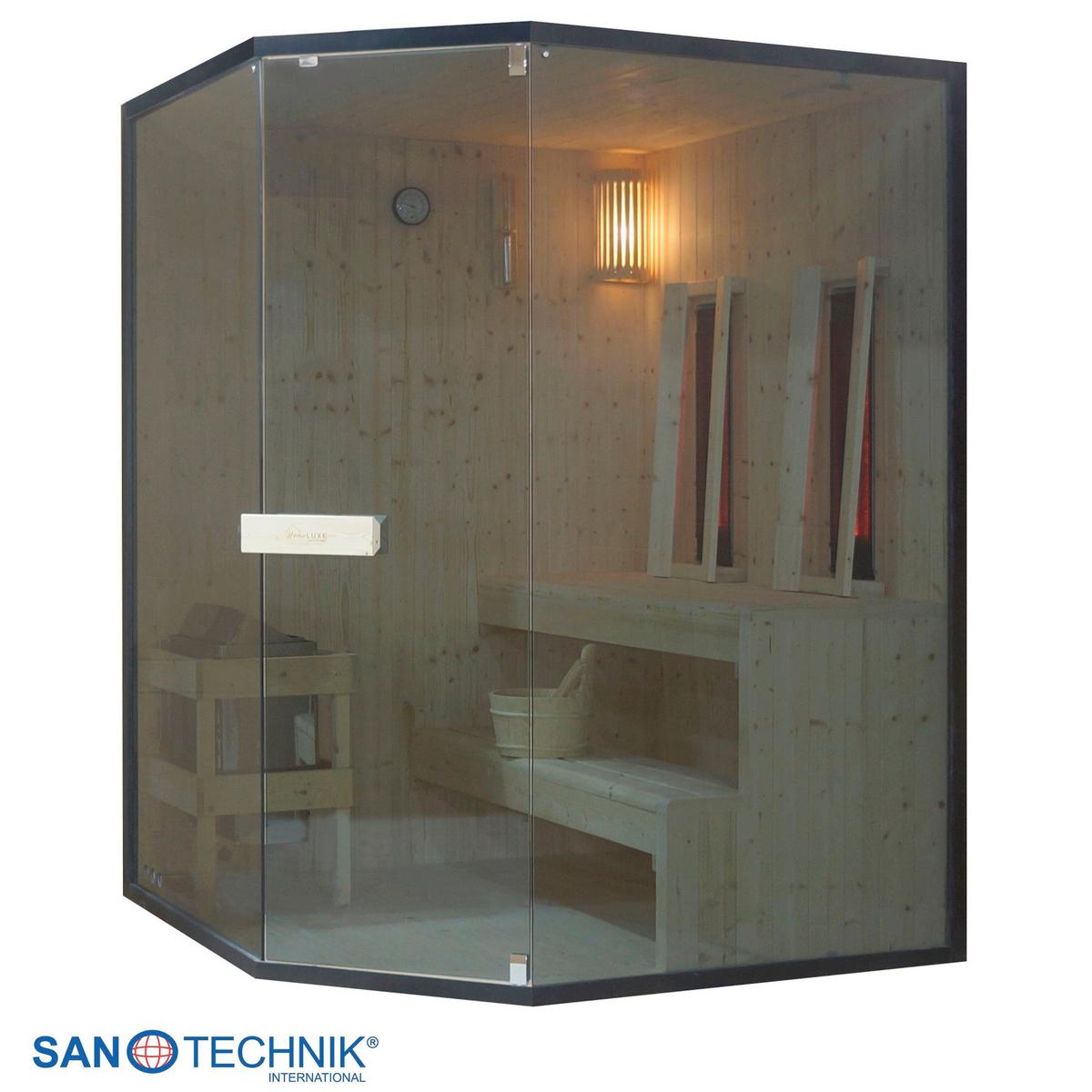 Infrarotkabine GLACIER XL, geeignet für 2-3 Personen - Fichtefarben, Basics, Glas/Holz (150/200/150cm) - Sanotechnik