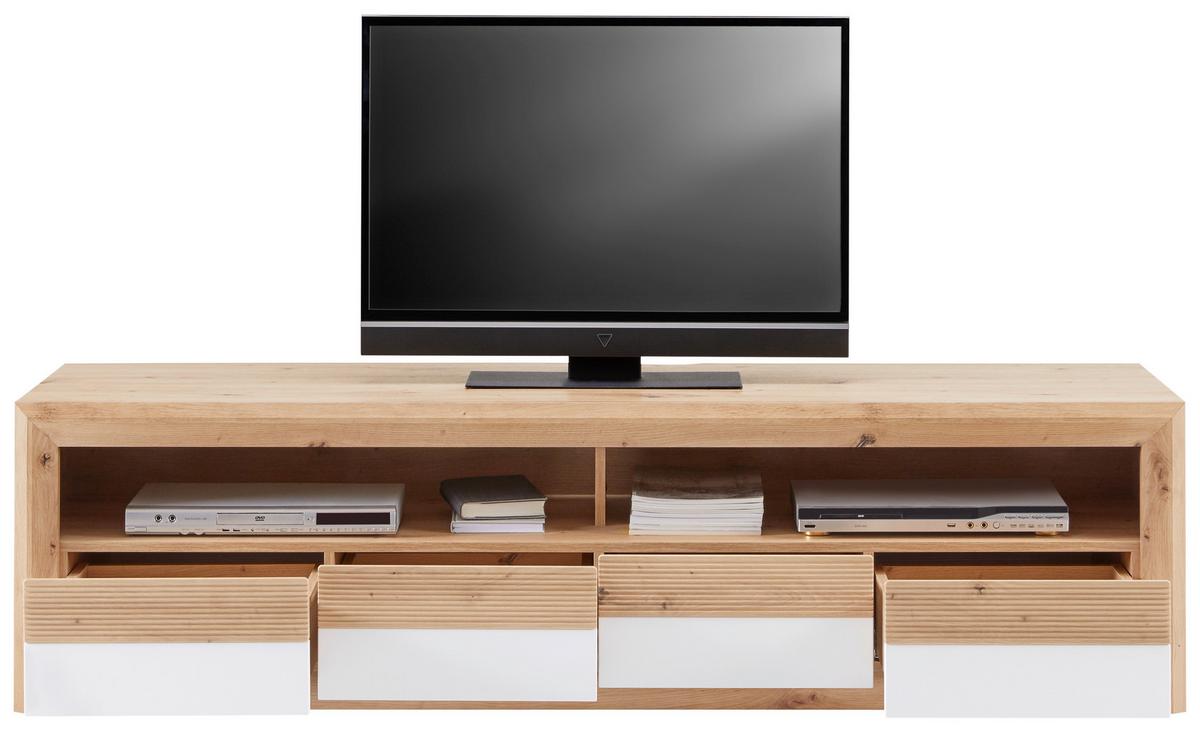 Wohnkombination 5 -teilig. Mit Led Kashmir New 5 Eiche Dekor/weiß - Eichefarben/Weiß, MODERN, Holzwerkstoff (285/192/49cm) - James Wood