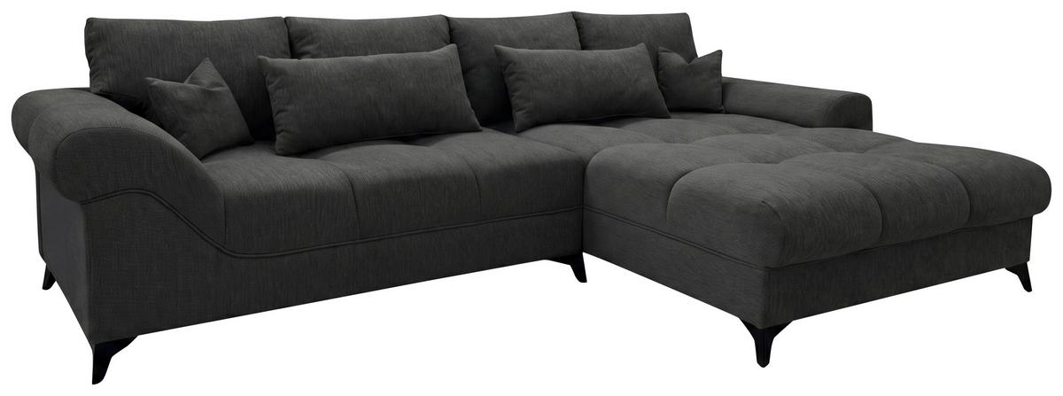 Rohová sedačka NOAH, obojstranná, grafitová - čierna/grafitová, Modern, kompozitné drevo/textil (295/195cm) - Mömax