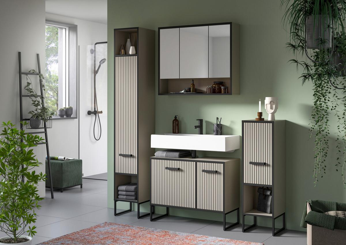 Badezimmer Bagno Schwarz/kaschmir B:140cm - Kaschmir/Schwarz, MODERN, Holzwerkstoff (140cm) - MID.YOU
