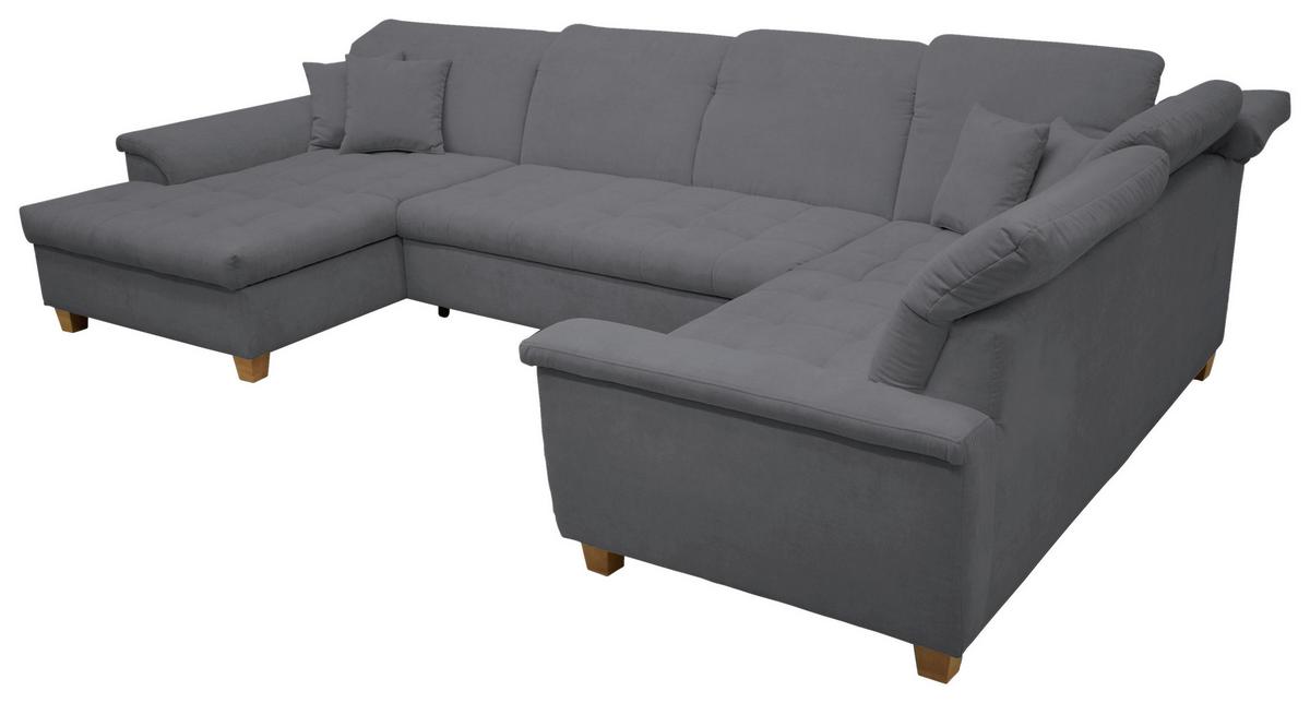Wohnlandschaft Franzi Kopfteil Verstellbar Dunkelgrau - Eichefarben/Dunkelgrau, KONVENTIONELL, Textil (170/352/214cm) - MID.YOU