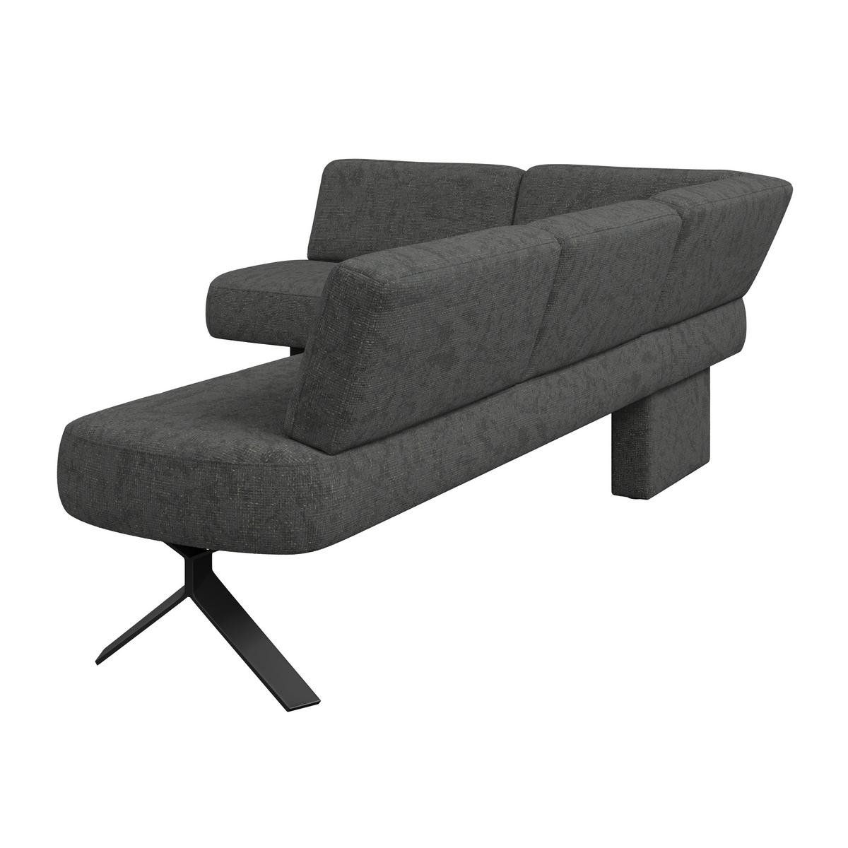 Eckbank schwarz/Metallbeine Ulmo,S: 176x248cm - Schwarz, MODERN, Textil/Metall (176/248cm)