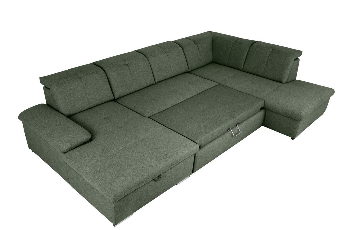 Wohnlandschaft Ramzes Grün U: 173x328x215 cm - Grau/Grün, Design, Textil (173/328/215cm) - MID.YOU