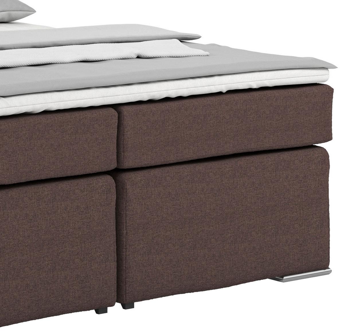 Postel Boxspring NERO PL: 160/200cm, jílová - barvy chromu/hnědá, Konvenční, kov/textil (160/200cm)