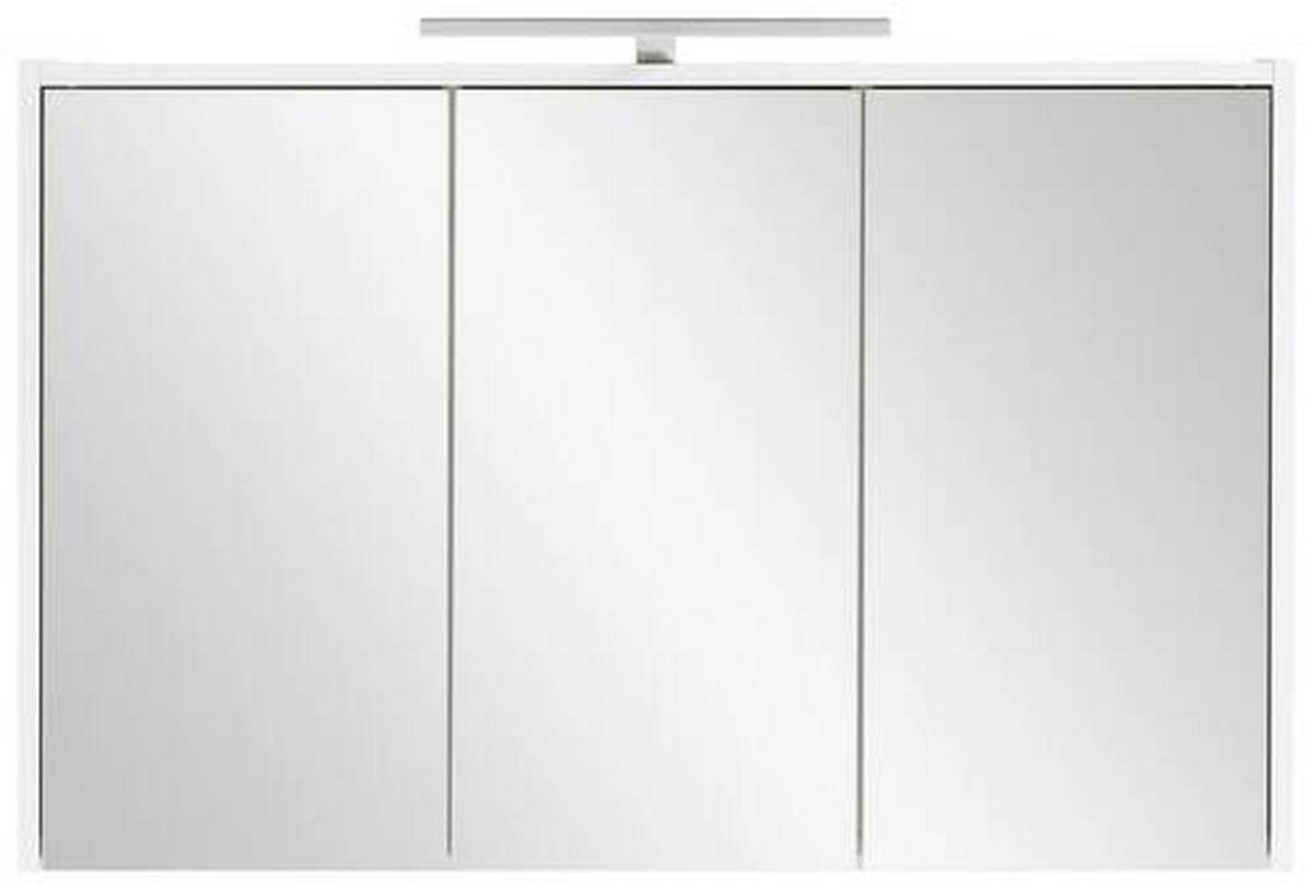 Spiegelschrank Flag mit Led 3 Türen, Weiß - Weiß Hochglanz/Weiß, MODERN, Glas/Holzwerkstoff (93,5/60/16cm) - MID.YOU