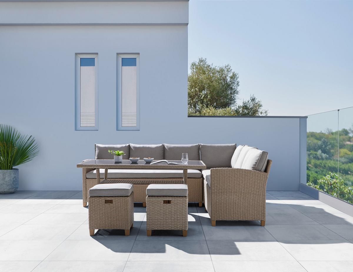 TERASOVÁ SEDACÍ SOUPRAVA LIOW 2 - hnědá/béžová, kov/textil (235/175cm) - Modern Living