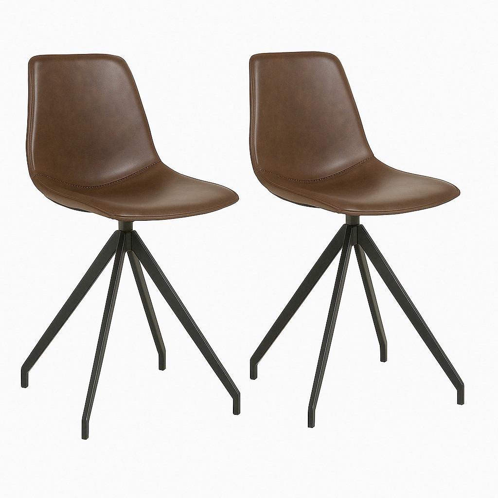 Stuhl-set Monaco Dunkelbraun Schwarz B: 48 Cm - Dunkelbraun/Schwarz, MODERN, Textil/Metall (48/86/56cm) - MID.YOU