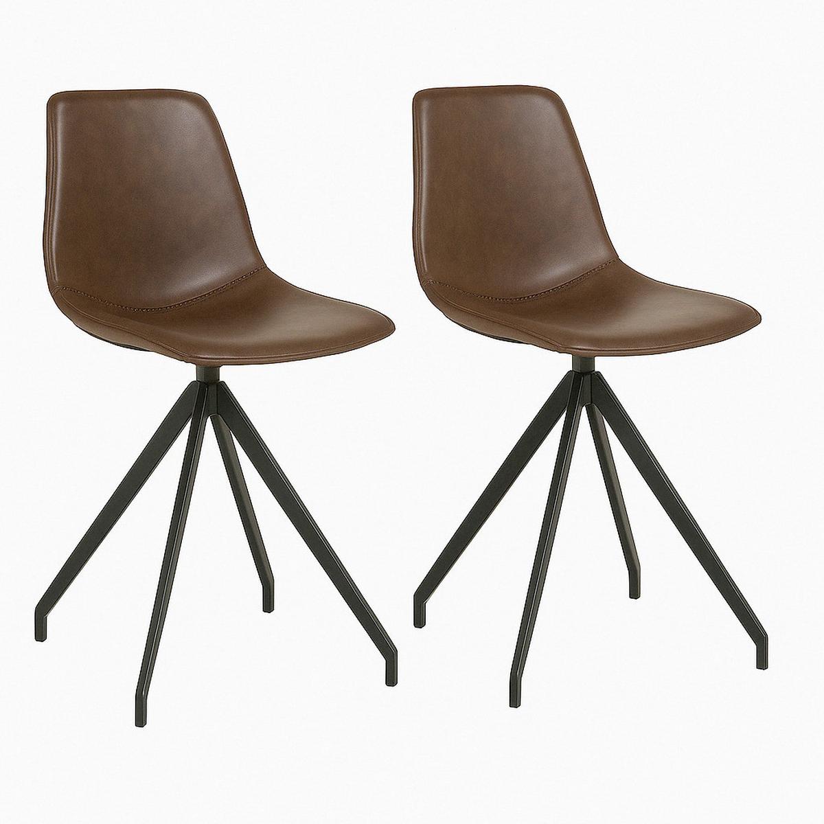 Stuhl-Set Monaco Dunkelbraun Schwarz B: 48 cm - Dunkelbraun/Schwarz, MODERN, Textil/Metall (48/86/56cm) - MID.YOU