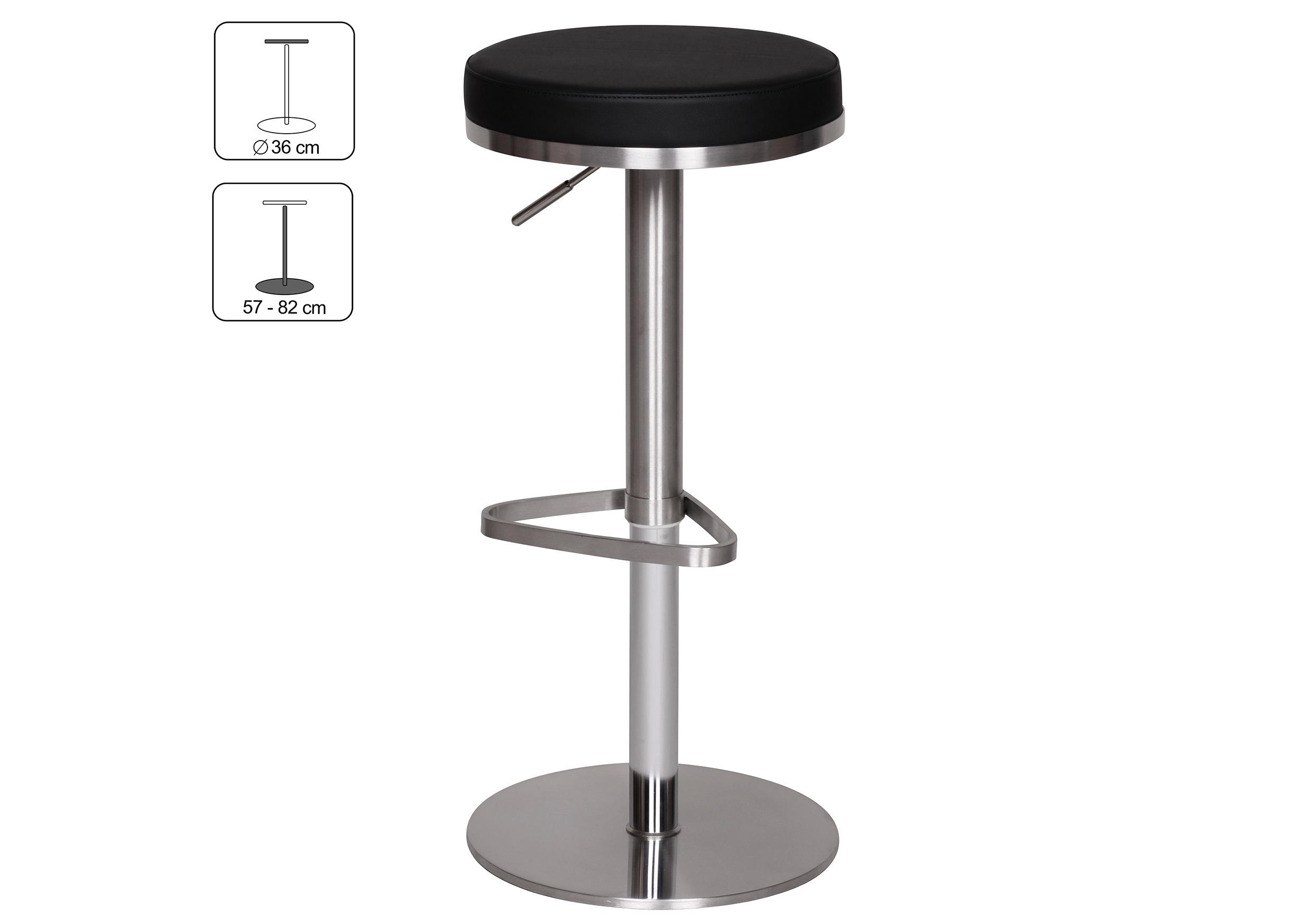 Barhocker höhenverstellbar und 360° drehbar Schwarz - Silberfarben/Schwarz, MODERN, Textil/Metall (38/57/38cm) - MID.YOU