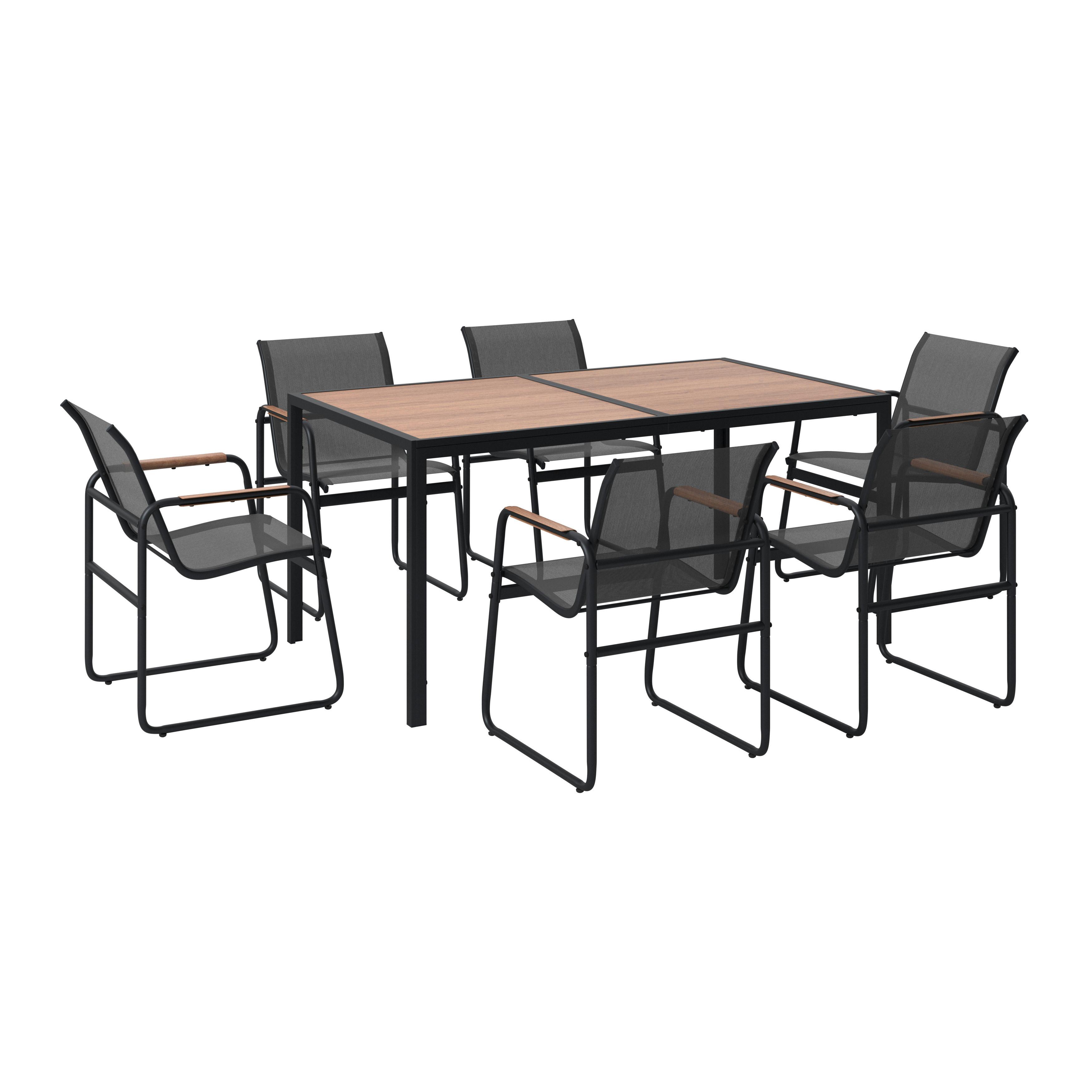 Gartenset Genua - Dunkelgrau/Naturfarben, MODERN, Kunststoff/Textil (59,5/160/50/75/82/90cm) - Beldano