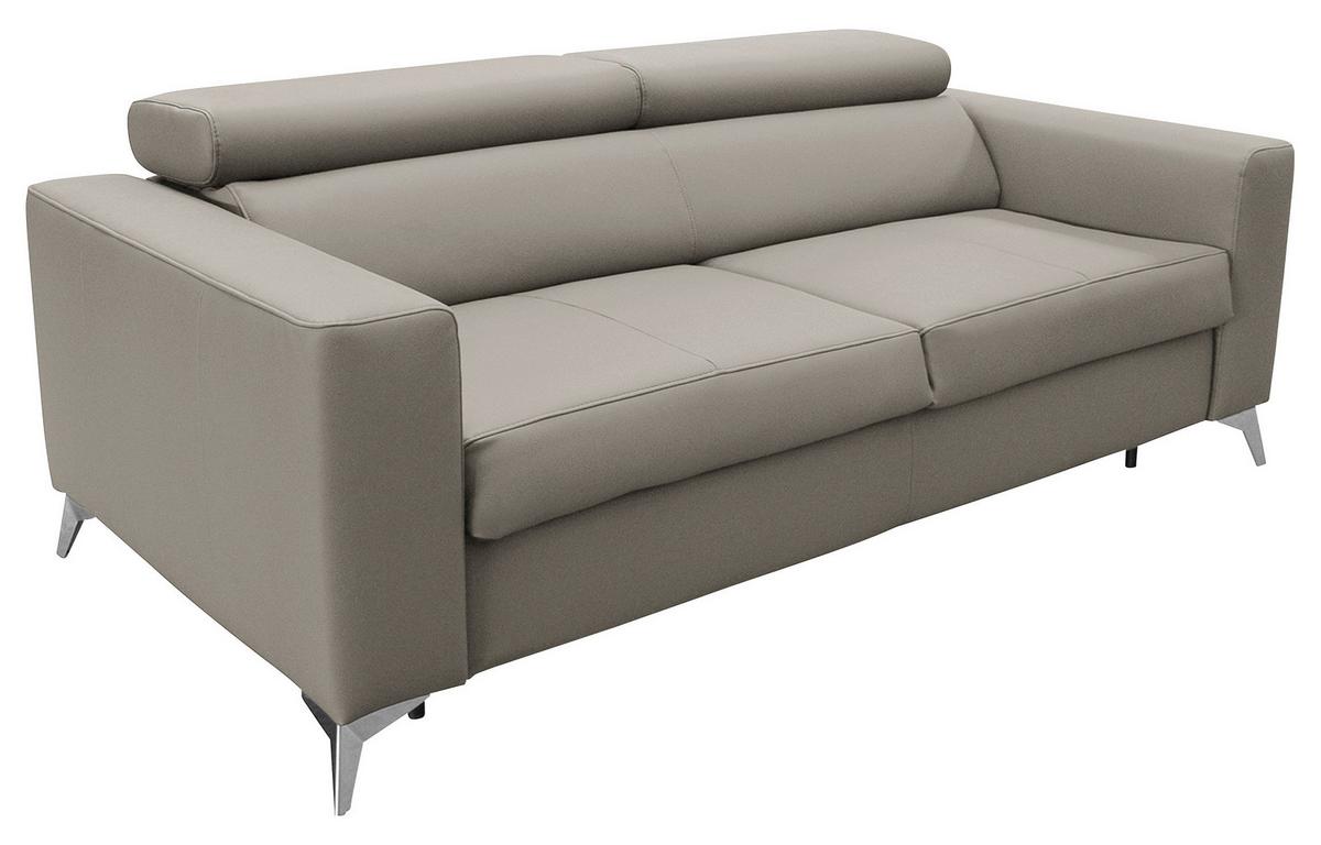 Schlafsofa Mondo, Hellgrau B: 206 cm - Silberfarben/Hellgrau, Design, Leder/Textil (206/95/101cm) - Livetastic