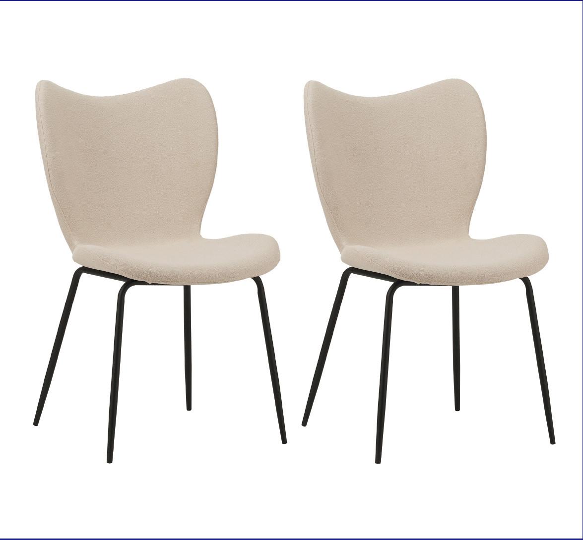 Stuhl-Set Caen Beige B: 50 cm - Beige/Schwarz, MODERN, Textil/Metall (50/88,5/42cm) - MID.YOU