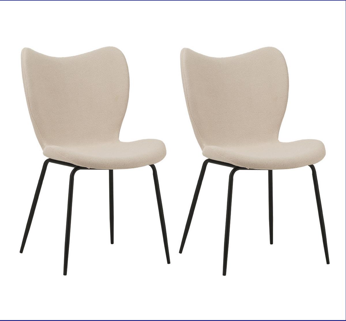 Stuhl-Set Caen Beige B: 50 cm - Beige/Schwarz, MODERN, Textil/Metall (50/88,5/42cm) - MID.YOU
