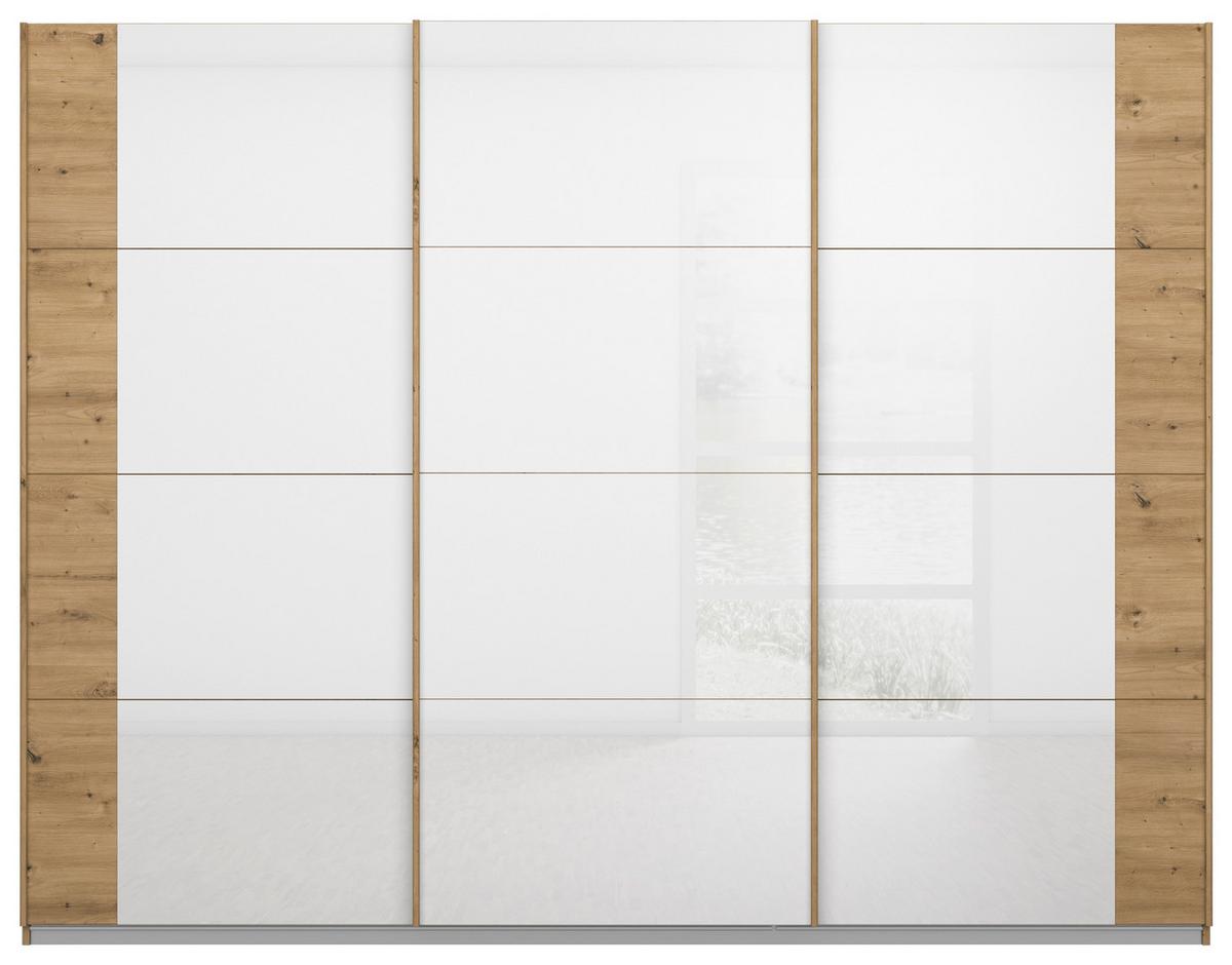 Schwebetürenschrank Artemis B: 271 Cm Weiß/eiche Dekor - Weiß/Eiche Artisan, MODERN, Glas/Holzwerkstoff (271/210/62cm) - Rauch Möbel