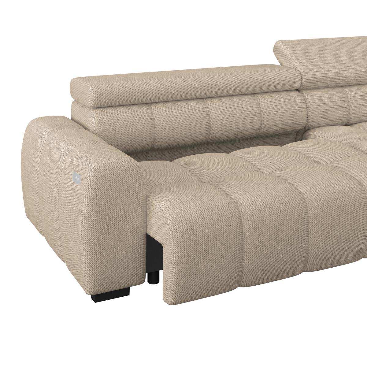 Ecksofa Fargo S Braun, B: 285 Cm - Beige/Schwarz, Trend, Textil (285/168cm)
