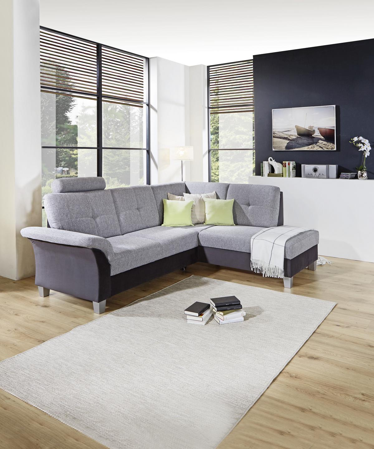 Sarokkanapé Portland - világosszürke/grafitszürke, Konventionell, textil (245/196cm) - Ondega