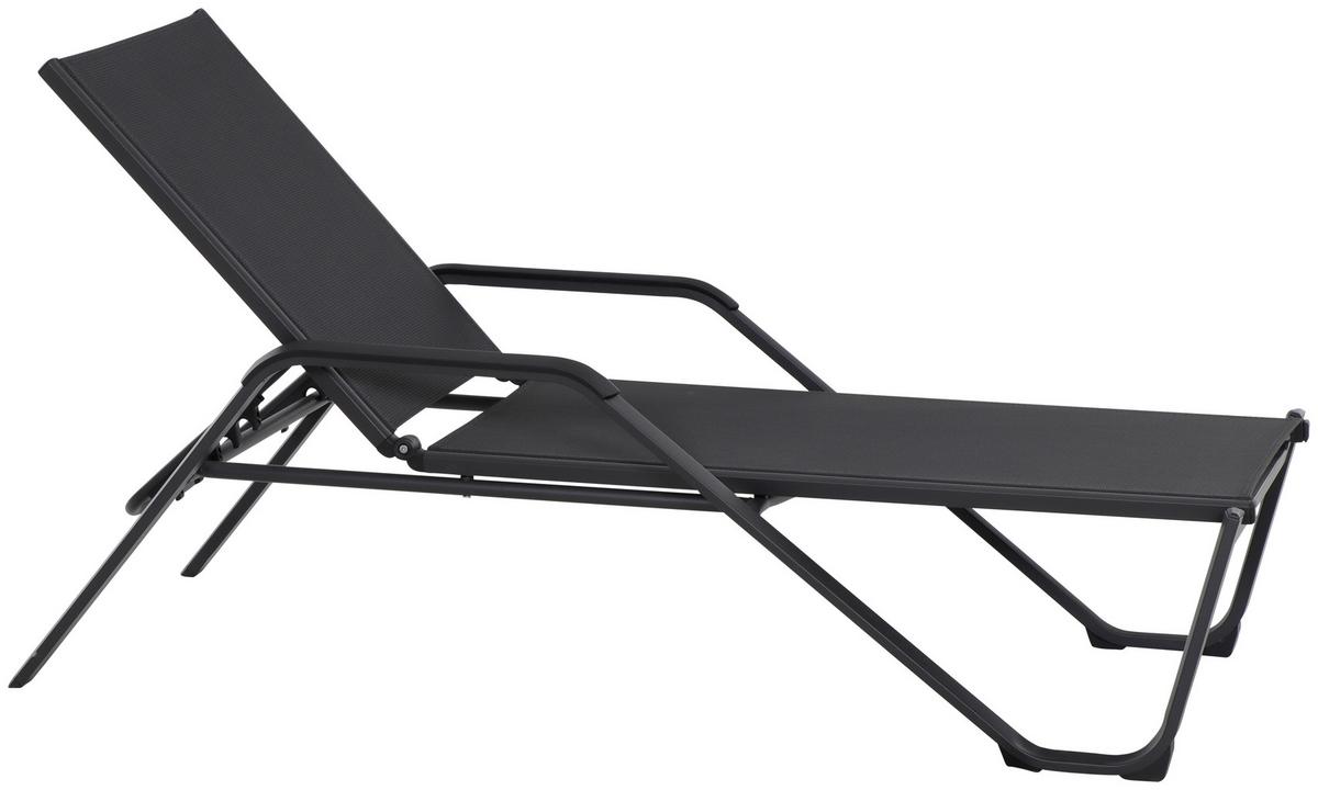 Gartenliege Tesoro Aluminium/ Netzgewebe Verstellbar - Anthrazit/Schwarz, KONVENTIONELL, Textil/Metall (70/108/195cm) - Siena Garden