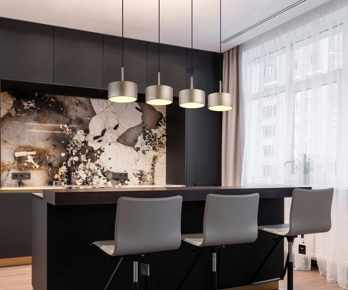 Led-hängeleuchte 3000k, 40w, 5100lm - Champagner/Transparent, Design, Kunststoff/Metall (86/15/150cm) - Globo