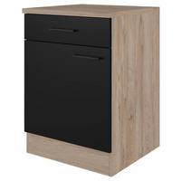 Küchenunterschrank Capri 60 cm Eiche/Schwarz: - Eichefarben/Schwarz, KONVENTIONELL, Holzwerkstoff (60/85/57cm) - FlexWell