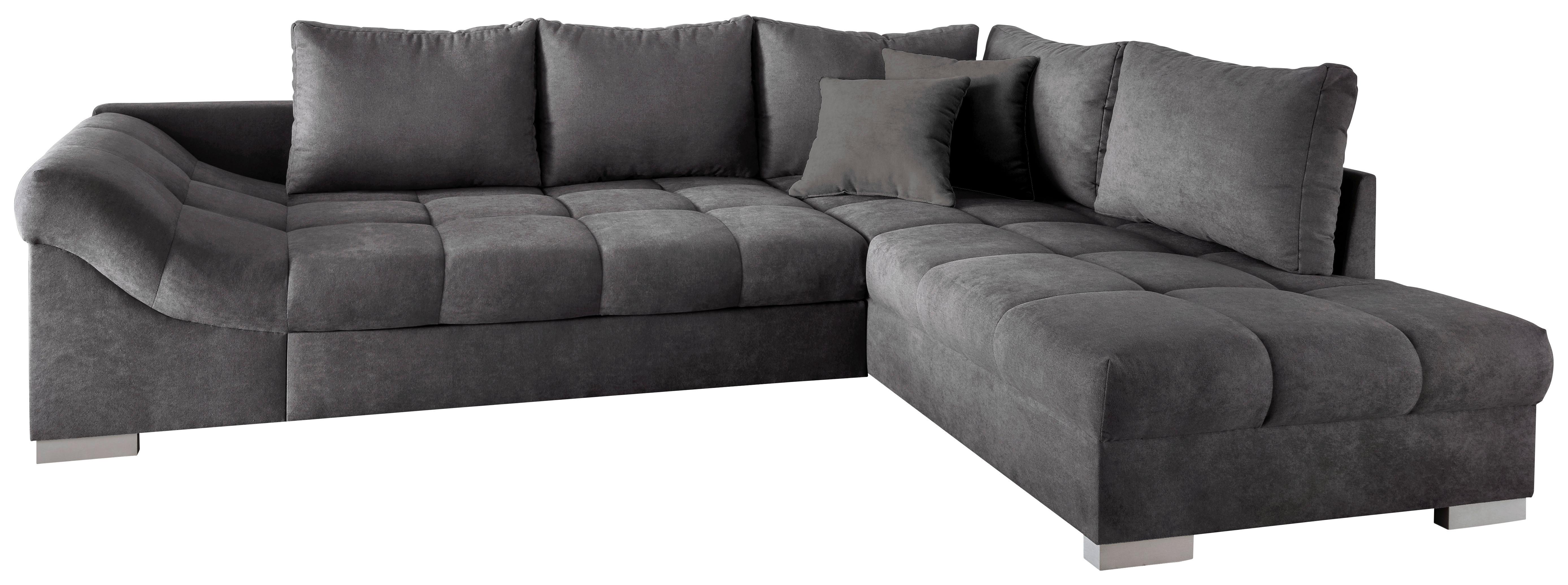 Eckschlafsofa Alvito Anthrazit S: 298/202 cm - Anthrazit/Silberfarben, Design, Textil (298/202cm) - MID.YOU