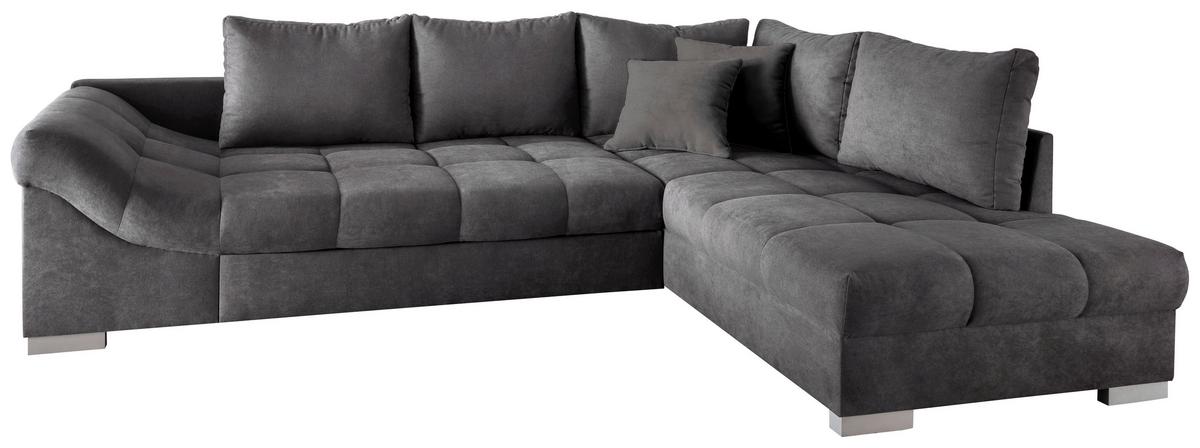 Eckschlafsofa Alvito Anthrazit S: 298/202 cm - Anthrazit/Silberfarben, Design, Textil (298/202cm) - MID.YOU