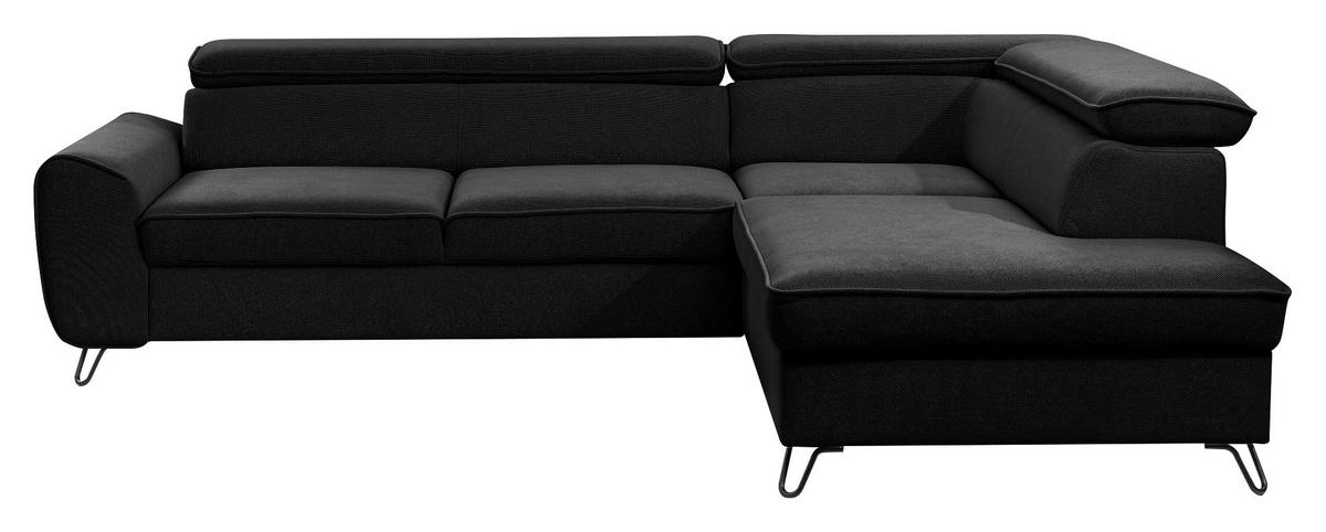Rohová sedačka IDYLLA, pravá čierna,úl.priestor,lôžko - čierna, Design, kov/textil (250/200cm)