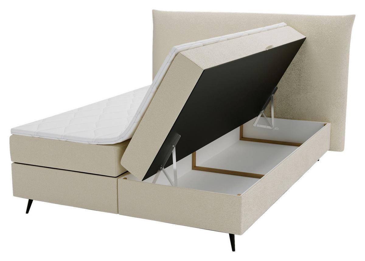 Boxbett Foxy Creme - Creme/Schwarz, Basics, Holz/Holzwerkstoff (180/200cm) - Livetastic
