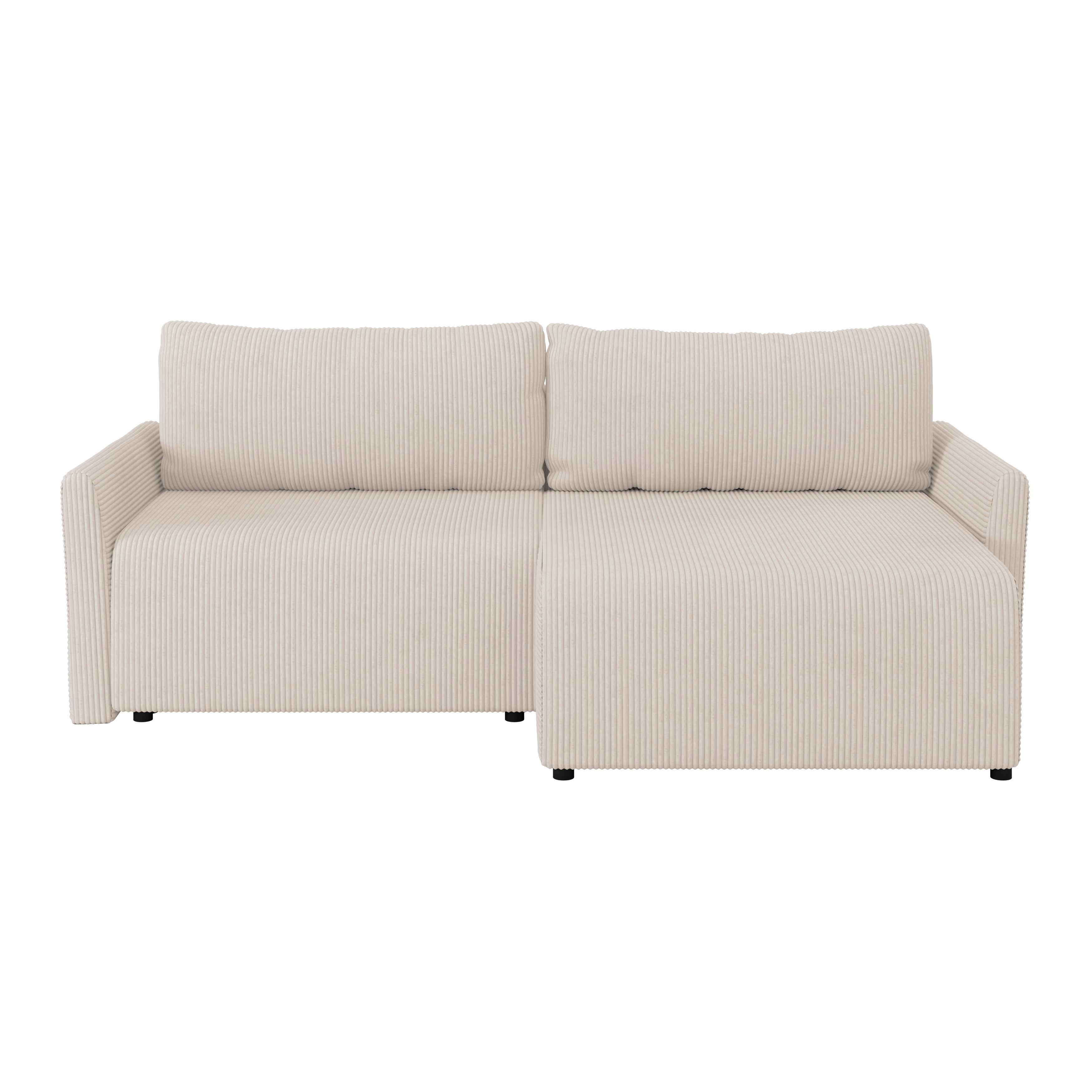 Ecksofa mit Schlaffunktion Sonos, Ecru 228x146 cm - Ecru/Schwarz, MODERN, Textil (228/146cm)